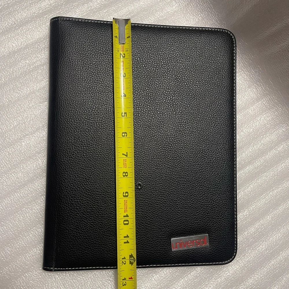 Universal Leather-Look Pad Folio – Black | Slim Business Organizer